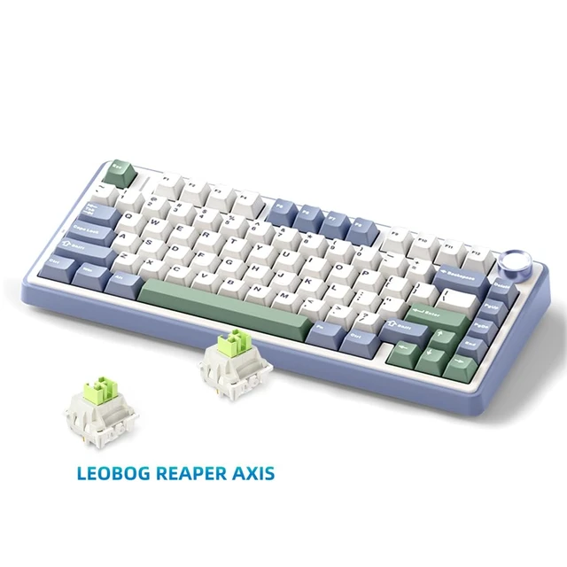 Alt view image 2 of 4 - MOLGRIA x Aula F75 Gaming Keyboard, Triple Mode Connected 75% Light Blue Mechanical Keyboard with South-Facing RGB Backlit and Knob(Green,LEOBOG Reaper Switch)