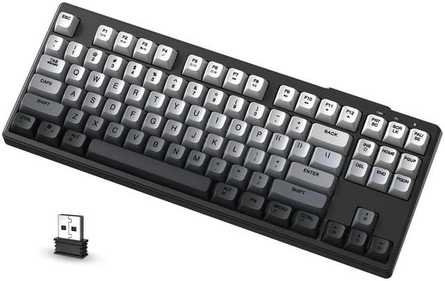 Main image of ATTACK SHARK M87 80% Wireless Gaming Keyboard,87 Keys Rainbow Lights TKL Mechanical Feeling SA PBT Keyboard for Mac/Win, Bluetooth 5.0/2.4Ghz Dual Mode Pc Keyboards for Office/Gaming Moonlight