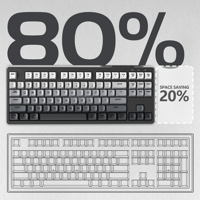 Alt view image 7 of 7 - ATTACK SHARK M87 80% Wireless Gaming Keyboard,87 Keys Rainbow Lights TKL Mechanical Feeling SA PBT Keyboard for Mac/Win, Bluetooth 5.0/2.4Ghz Dual Mode Pc Keyboards for Office/Gaming Moonlight