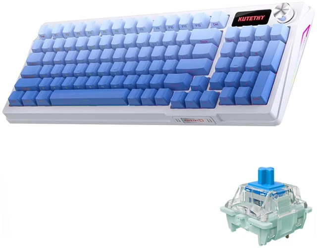 Main image of KUTETHY KY95 Series Wireless Mechanical Gaming Keyboard,Pre-lubed Gateron Blue Switches,98% Gasket Hot Swappable Custom RGB Side Printed PBT Keycaps Keyboard(Misty Blue,Jade 3.0 Blue Switch)