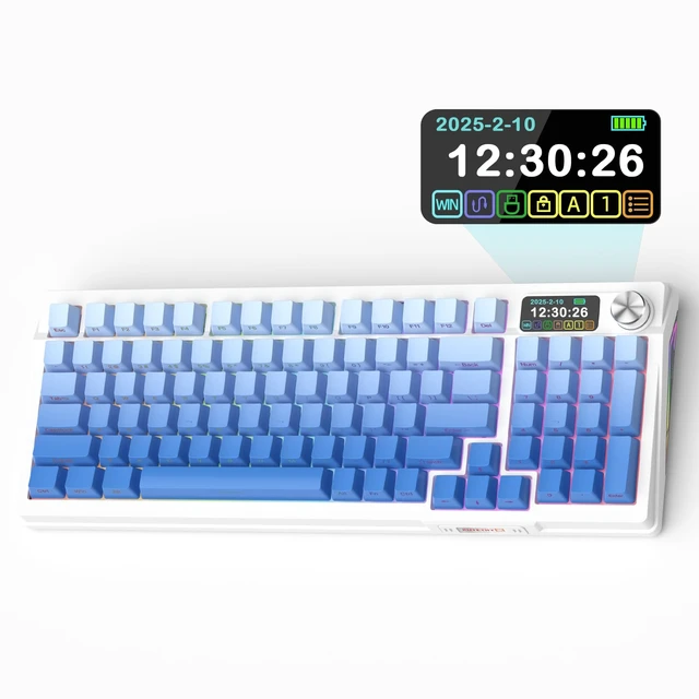 Alt view image 2 of 7 - KUTETHY KY95 Series Wireless Mechanical Gaming Keyboard,Pre-lubed Gateron Blue Switches,98% Gasket Hot Swappable Custom RGB Side Printed PBT Keycaps Keyboard(Misty Blue,Jade 3.0 Blue Switch)