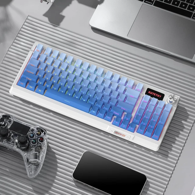 Alt view image 4 of 7 - KUTETHY KY95 Series Wireless Mechanical Gaming Keyboard,Pre-lubed Gateron Blue Switches,98% Gasket Hot Swappable Custom RGB Side Printed PBT Keycaps Keyboard(Misty Blue,Jade 3.0 Blue Switch)