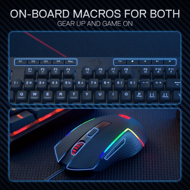 Alt view image 4 of 7 - Redragon S141 Combo, K515 Membrane Gaming Keyboard + M616 10000 DPI Mouse | 4 On-the-Fly Combos, Mechanical-Feel Linear Quiet Typing, 6-Button Precision Control, Detachable Wrist Rest, PRO Software