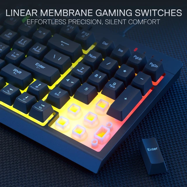 Alt view image 5 of 7 - Redragon S141 Combo, K515 Membrane Gaming Keyboard + M616 10000 DPI Mouse | 4 On-the-Fly Combos, Mechanical-Feel Linear Quiet Typing, 6-Button Precision Control, Detachable Wrist Rest, PRO Software