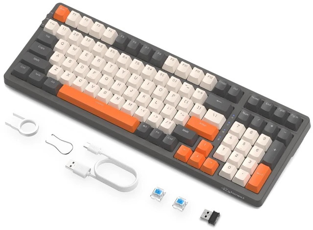 Main image of Wireless Mechanical Keyboard, 100 Keys, Hot Swappable Blue Switches, Gasket RGB, Trip-Mode BT5.0/2.4G/Wired Gaming Keyboard for PC/Mac/Windows