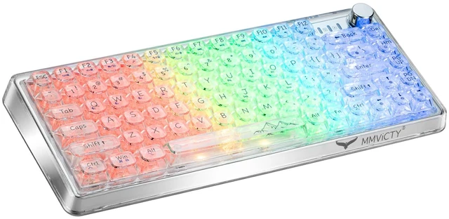 Main image of MMViCTY75% HotSwappable TriMode Mechanical Keyboard, Wireless BT 5.0 2.4G USBC Gaming Keyboard with Volume Knob, PreLubed Linear Switch, RGB Backlit Metal Shell Compact Keyboard for PC Mac Gamers