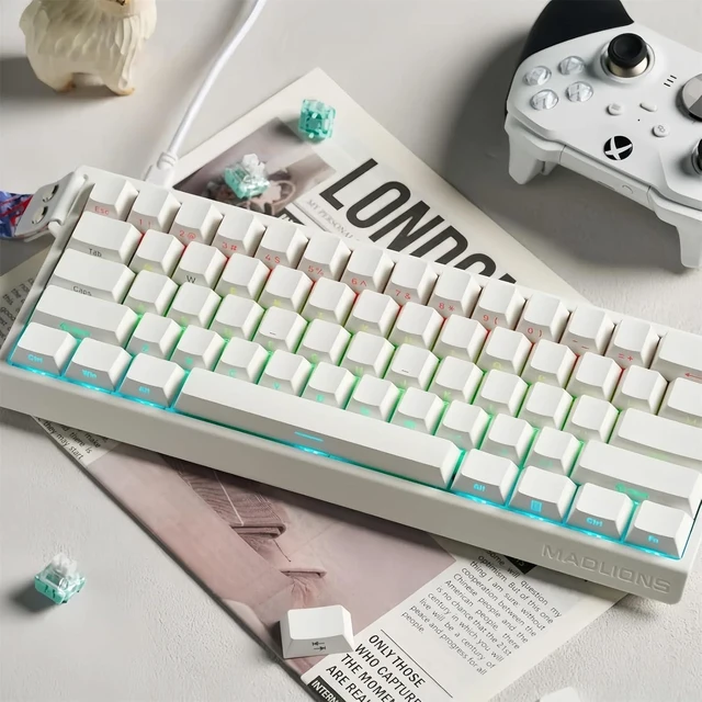 Alt view image 3 of 7 - MADLIONS MAD60 HE Rapid Trigger Magnetic Switch Gaming Keyboard,60% RGB Adjustable Actuation Hall Effect Hyper-Fast 8K Polling Rate PBT Keycaps 61 Keys Mechanical Keyboard for PC/Mac Gamer(White)