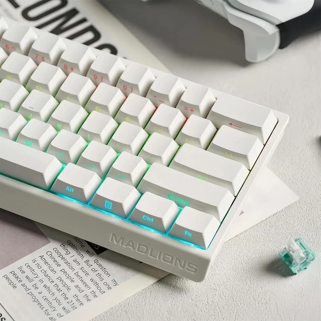 Alt view image 5 of 7 - MADLIONS MAD60 HE Rapid Trigger Magnetic Switch Gaming Keyboard,60% RGB Adjustable Actuation Hall Effect Hyper-Fast 8K Polling Rate PBT Keycaps 61 Keys Mechanical Keyboard for PC/Mac Gamer(White)