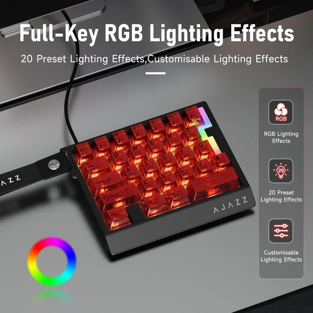 Alt view image 6 of 7 - AJAZZ AK029 Magnetic Switch One Handed Gaming Keyboard, Hall Effect Rapid Trigger Mechanical Keypad with SOCD & DKS, 8KHz Polling Rate, 29 Keys Mini Ergonomic Gaming Keyboard for FPS Gamers, PC
