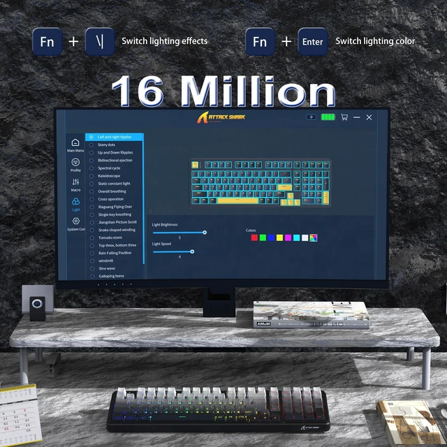 Alt view image 6 of 7 - ATTACK SHARK X98 Wireless Mechanical Keyboard,RGB Backlit,Tri-Mode BT5.0/2.4GHz/USB-C Hot-Swappable,PBT Keycaps,Pre-lubed Linear Switches Computer Gaming Keyboard for PC/Tablet/PS5/Xbox