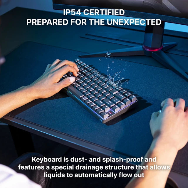 Alt view image 5 of 6 - Xtrfy Cherry K33 Compact Wireless, 75% Mem-chanical Gaming Keyboard, Multi Device, Bluetooth, 2.4 GHz & Wired Mode, RGB-Lighting, IP54 Dust & Splash-Resistant (Black)