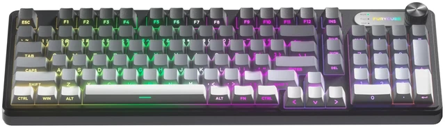 Main image of FURYCUBE IP98 Tri-Mode Wireless RGB Keyboard with Number Pad and Knob | Tri-mode Bluetooth 5.0, 2.4 GHz and USB-C; 7 RGB modes; 10 logo colors; 4 brightness levels; 4000 mAh battery