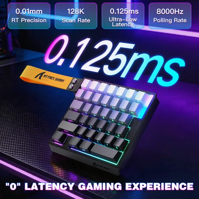 Alt view image 5 of 7 - MAMBASNAKE Attack Shark M36 HE One-Handed Wired Hall Effect Keyboard, 8K Polling & 0.125ms, Adjustable Trigger, Hot-Swappab, PBT Keycap, RGB, Web Driver Support, Gaming Keyboard for PC/Gamer Gray