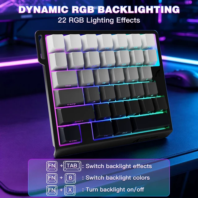 Alt view image 4 of 7 - MAMBASNAKE Attack Shark M36 HE One-Handed Wired Hall Effect Keyboard, 8K Polling & 0.125ms, Adjustable Trigger, Hot-Swappab, PBT Keycap, RGB, Web Driver Support, Gaming Keyboard for PC/Gamer Gray