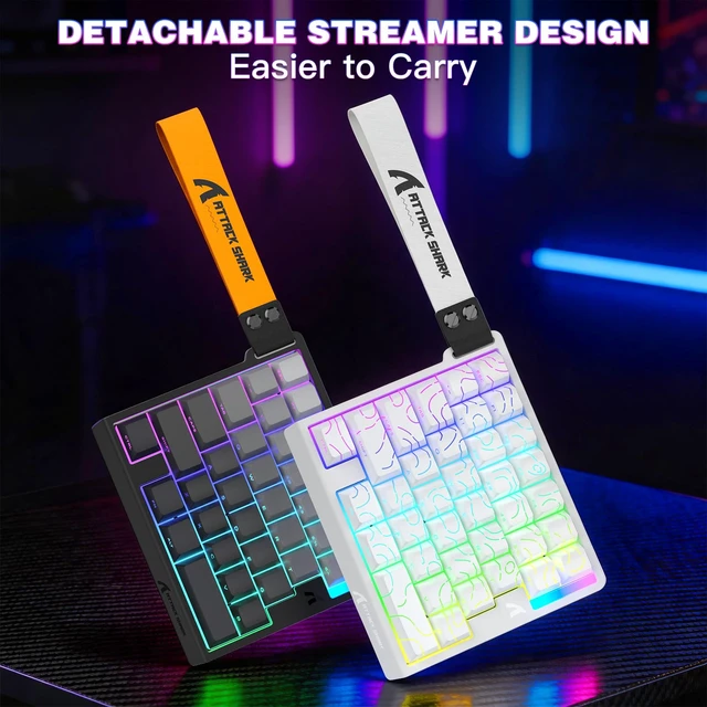 Alt view image 6 of 7 - MAMBASNAKE Attack Shark M36 HE One-Handed Wired Hall Effect Keyboard, 8K Polling & 0.125ms, Adjustable Trigger, Hot-Swappab, PBT Keycap, RGB, Web Driver Support, Gaming Keyboard for PC/Gamer Gray