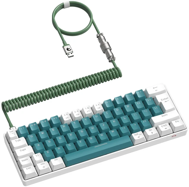 Main image of ZIYOU LANG RK-T60 Wired Mechanical Gaming Keyboard Mini Portable with Rainbow Backlit 62Key ABS Keycaps Full Anti-Ghosting Ergonomic Design Coiled Aviator Cable for PS4/PC/WIN Gamer(Green/Blue Switch