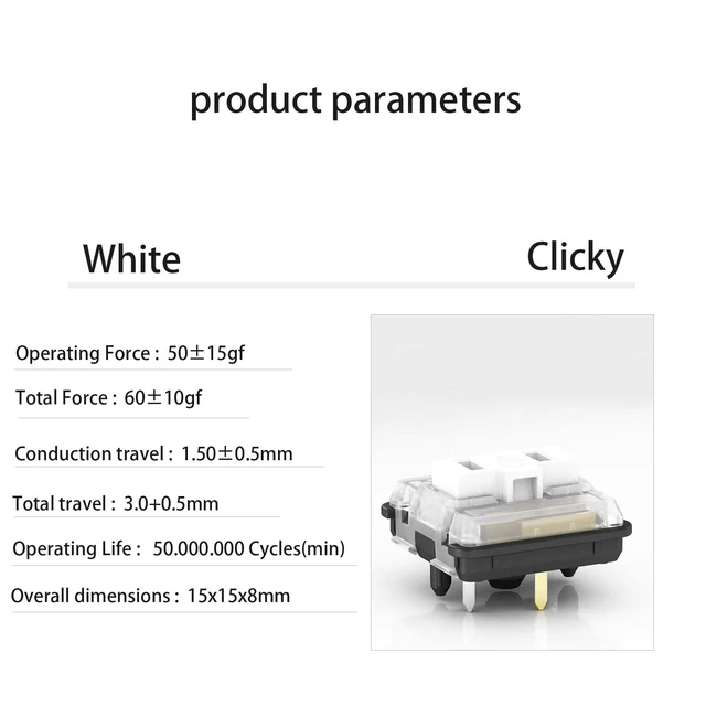 Alt view image 2 of 7 - Kailh 1350 Choc Low Profile White Clicky Switches 5-Pin Pre-lubed 108Pcs | 50gf RGB SMD Chocolate Low Profile Switch for Low Profile Mechanical Gaming Keyboard