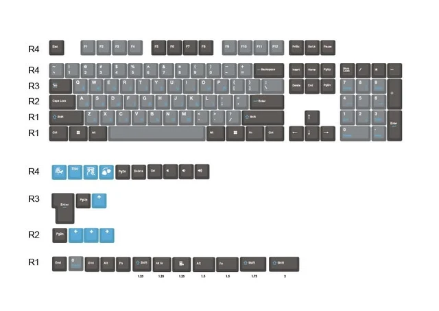 Alt view image 5 of 6 - Ducky Skyline 133 Key Cherry Profile Tripleshot PBT Keycap Set | High-density PBT keycap set, Cherry profile, for mechanical keyboards with MX style switches