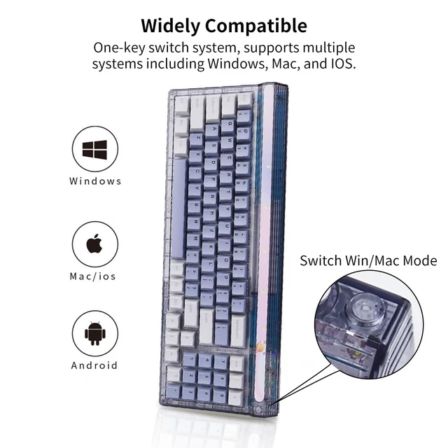 Alt view image 7 of 7 - GM780 Gaming Keyboard,Wireless/Wired/Bluetooth Mechanical Keyboard | Gaming Keyboard,Wireless/Wired/Bluetooth Mechanical Keyboard,75%,RGB Backlit,Hot Swappable,Compact,Computer,PC,Dai Luo Switch