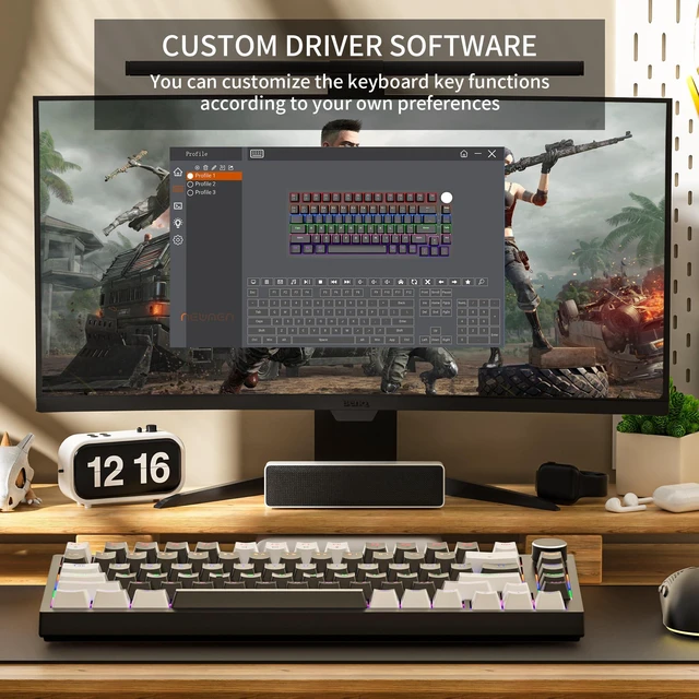 Alt view image 7 of 7 - GM326 Mechanical Keyboard,75% Percent Gaming Keyboard,Wired Keyboard | Mechanical Keyboard,75% Percent Gaming Keyboard,Wired,Backlit,Hot Swappable,Compact,White/Black,PC Keyboards,Knob,Red Switch