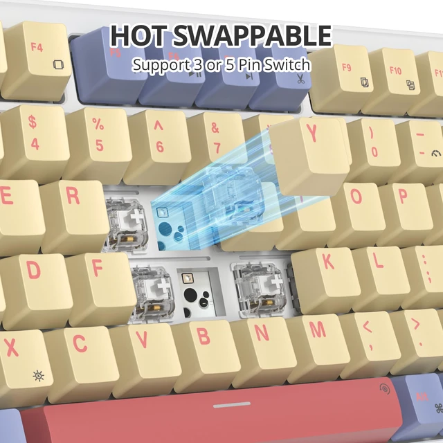 Alt view image 3 of 7 - iTastatur 75% Wired Mechanical Gaming Keyboard, Hot Swappable Gasket Mount, White Switch, 82 Keys TKL, NKRO, Creamy for PC Laptop Windows Gamer (Marshmallow)