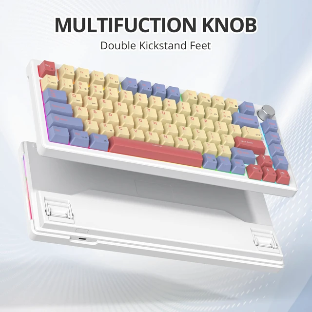Alt view image 4 of 7 - iTastatur 75% Wired Mechanical Gaming Keyboard, Hot Swappable Gasket Mount, White Switch, 82 Keys TKL, NKRO, Creamy for PC Laptop Windows Gamer (Marshmallow)