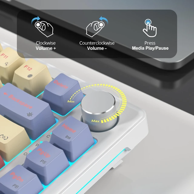 Alt view image 6 of 7 - iTastatur 75% Wired Mechanical Gaming Keyboard, Hot Swappable Gasket Mount, White Switch, 82 Keys TKL, NKRO, Creamy for PC Laptop Windows Gamer (Marshmallow)