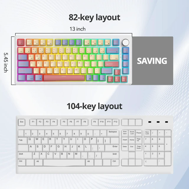 Alt view image 7 of 7 - iTastatur 75% Wired Mechanical Gaming Keyboard, Hot Swappable Gasket Mount, White Switch, 82 Keys TKL, NKRO, Creamy for PC Laptop Windows Gamer (Marshmallow)