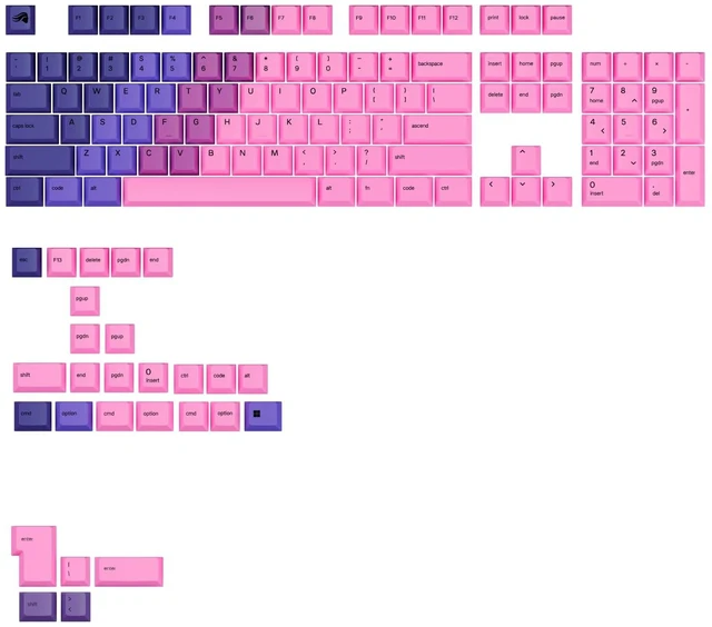 Main image of GLORIOUS Gaming - GPBT Gradient Keycaps for Custom Mechanical Keyboards, No Fade Dye-Sublimated, Fits 100%, 75% 65% 60%, PBT Polymer, Fits ANSI & ISO, Supports Windows & macOS - Nebula