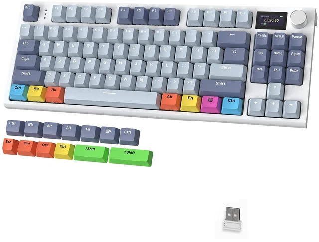 Main image of ATTACK SHARK K86 Wireless Mechanical Keyboard with 1.2" TFT Color Display & CNC Knob,Hot Swappable RGB Backlit,2.4GHz/BT/Wired Modes,Customizable Blue Whale Switch,PBT Keycaps for WIN/MAC (Lavender)