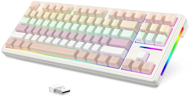 Main image of ATTACK SHARK Wireless Gaming Keyboard,Triple Mode-BT5.0/2.4GHz/Wired,RGB Chroma Backlit,TKL Gasket Mechanical Keyboard with Custom White Linear Switch,Side Print Gradient Pink PBT Keycaps