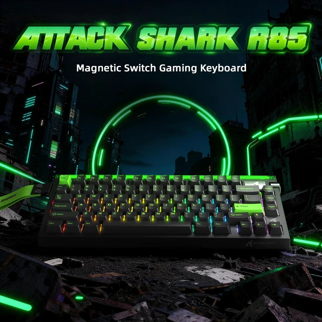 Alt view image 2 of 7 - ATTACK SHARK R85 HE 75% Magnetic Wired Gaming Keyboard,8KHz Polling Rate Rapid Trigger,0.005mm RT Precision,256K Scan Rate,Custom Hot-Swappable,Web Driver PC Keyboard for Gamer/Win/Mac,Neon Green