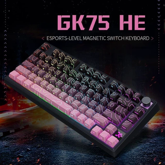 Alt view image 2 of 7 - MOLGRIA x SKYLOONG 75% Gaming Keyboard, GK75 HE USB Wired Magnetic-Switch Mechanical Keyboard with Cherry Profile Double-Shot PBT Keycaps, South-Facing RGB Backlit and Knob(BlackBerry Horizon Line)