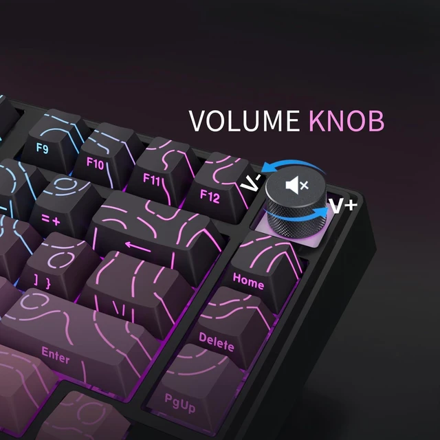 Alt view image 6 of 7 - MOLGRIA x SKYLOONG 75% Gaming Keyboard, GK75 HE USB Wired Magnetic-Switch Mechanical Keyboard with Cherry Profile Double-Shot PBT Keycaps, South-Facing RGB Backlit and Knob(BlackBerry Horizon Line)