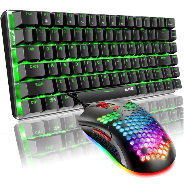 Main image of Gaming Keyboard and Mouse and Mouse Pad,Wired Green Backlit Mechanical Keyboard,Superlight RGB Gaming Mouse,12000DPI Optical Sensor,6 Programmable Buttons Mice for PC Gamers