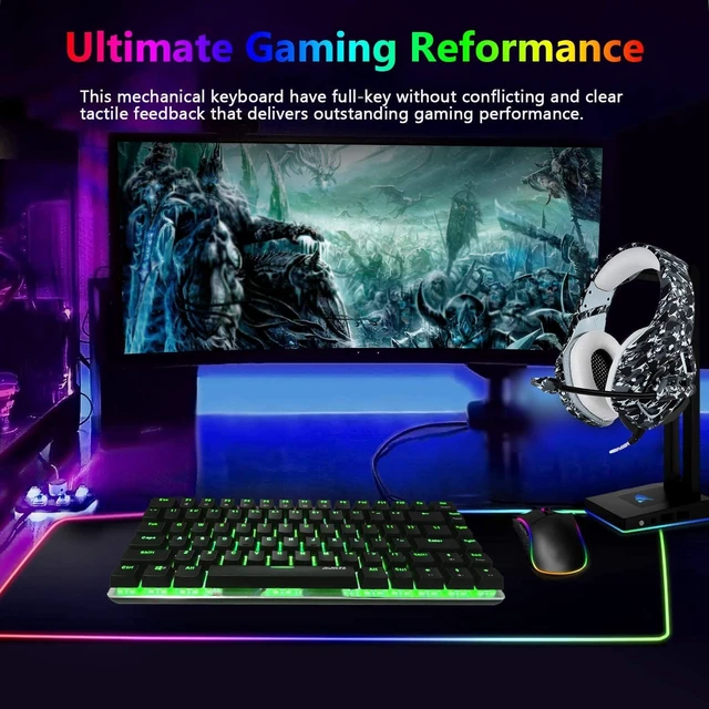 Alt view image 5 of 5 - Gaming Keyboard and Mouse and Mouse Pad,Wired Green Backlit Mechanical Keyboard,Superlight RGB Gaming Mouse,12000DPI Optical Sensor,6 Programmable Buttons Mice for PC Gamers