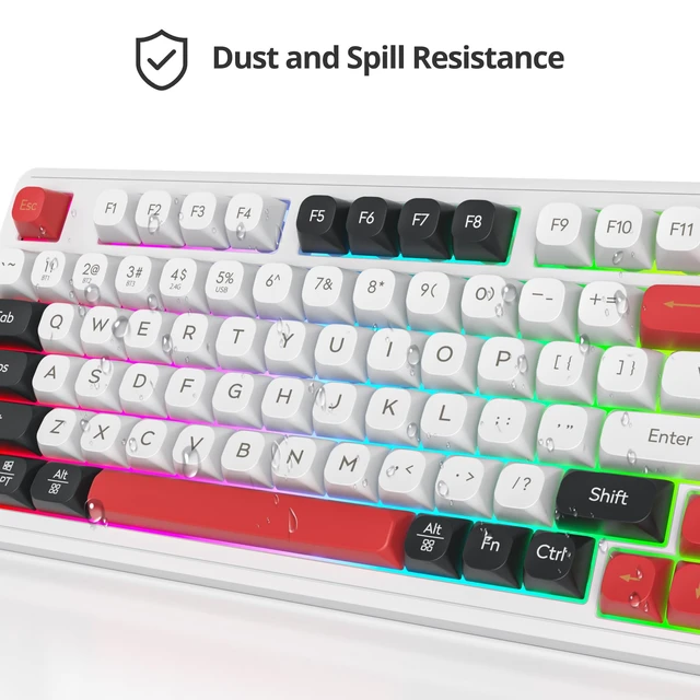 Alt view image 5 of 7 - Fogruaden 96% Wireless Quiet Silent Gaming Keyboard with Number Pad & Knob, Mechanical Feel, Spill-Resistant, Multimedia Keys, Wired/BT/2.4G, USB Rechargeable Membrane Computer Keyboard for Win/Mac