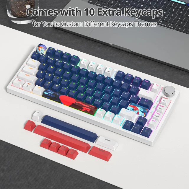Alt view image 5 of 6 - SbocKeeb 75 Percent Keyboard Gasket-Mounted with Sound Absorbing Pads, 82-Key Compact Wired RGB Mechanical Gaming Keyboard Hot-Swap Socket for Win, Blue Earth