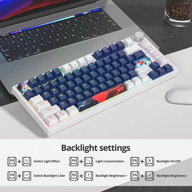 Alt view image 6 of 6 - SbocKeeb 75 Percent Keyboard Gasket-Mounted with Sound Absorbing Pads, 82-Key Compact Wired RGB Mechanical Gaming Keyboard Hot-Swap Socket for Win, Blue Earth