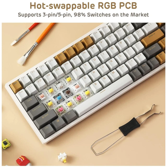 Alt view image 5 of 7 - RK ROYAL KLUDGE RK84 Limited Ed RGB Wireless Mechanical Keyboard for Gaming | 75% Triple Mode BT5.0/2.4G/USB-C Hot Swappable TKL Mechanical Keyboard, 84 Keys Wireless Gaming Keyboard, Custom Switch