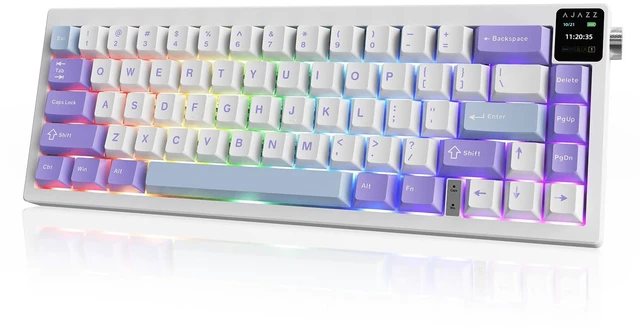 Main image of DAIDAI AJ650 Mechanical Keyboard tri-Mode with Screen Gasket Structure (Flying Fish Purple)