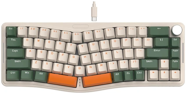 Main image of AKS068 Wired Mechanical Gaming Keyboard 65% Alice Layout-Green | Hot-swapped,Gasket Mount,RGB Backlit,VIA Programmable,Volume Knob,NKRO TKL,68 Key,AS Pre-lubed Clicky Blue Switch for Win/Mac