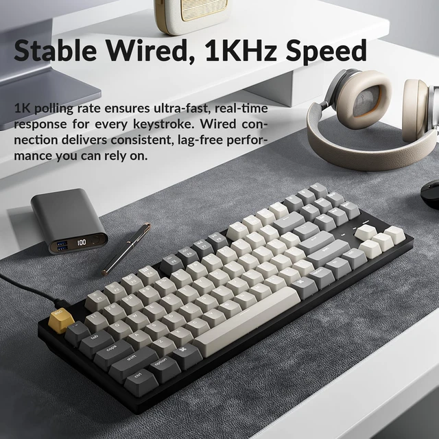 Alt view image 2 of 7 - Keychron C1 Pro TKL Custom Wired Mechanical Keyboard, RGB Backlight | Keychron Apex Red switches, Programmable wired TKL with QMK, Launcher, PBT keycaps and 1000 Hz polling.