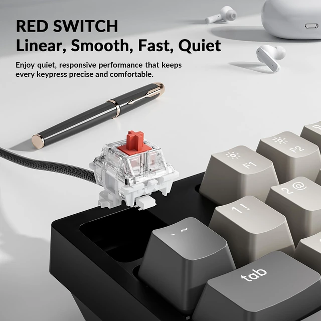 Alt view image 3 of 7 - Keychron C1 Pro TKL Custom Wired Mechanical Keyboard, RGB Backlight | Keychron Apex Red switches, Programmable wired TKL with QMK, Launcher, PBT keycaps and 1000 Hz polling.