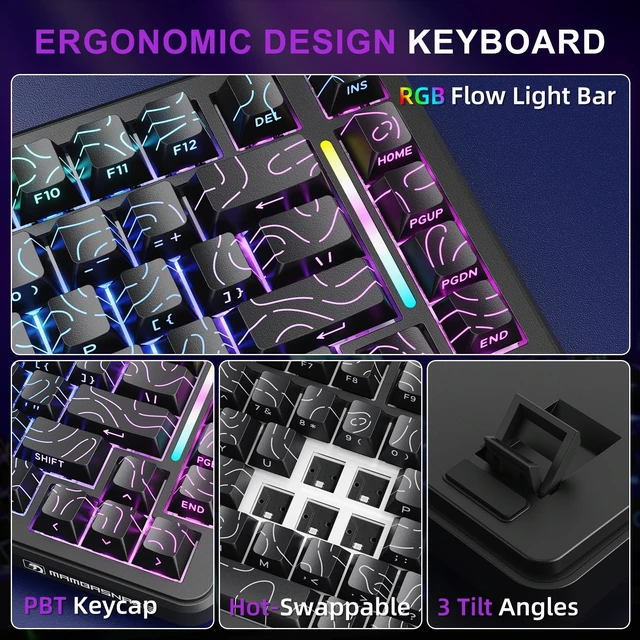 Alt view image 6 of 7 - MAMBASNAKE M82 HE Rapid Trigger Mechanical Gaming Keyboard 75% Wired TKL with Adjustable Actuation,Hall Effect Magnetic Switch,8KHz Polling Rate,RGB Backlit,Top Mount for PC Mac Esport Gamer-Black