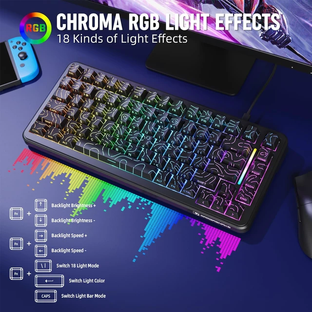 Alt view image 7 of 7 - MAMBASNAKE M82 HE Rapid Trigger Mechanical Gaming Keyboard 75% Wired TKL with Adjustable Actuation,Hall Effect Magnetic Switch,8KHz Polling Rate,RGB Backlit,Top Mount for PC Mac Esport Gamer-Black