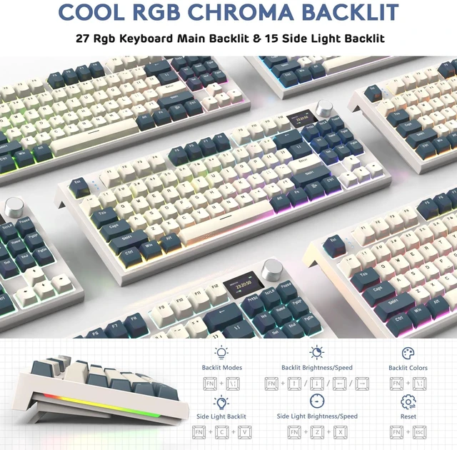 Alt view image 6 of 7 - RK86 RGB 75% Wireless Gasket Mechanical Keyboard,Triple Mode Bluetooth5.0/2.4G/USB-C 82 Keys Hot Swappable Gaming Keyboard 4000 mAH Battery w/Knob & 1.2'' HD OLED Display,Custom Linear Switches