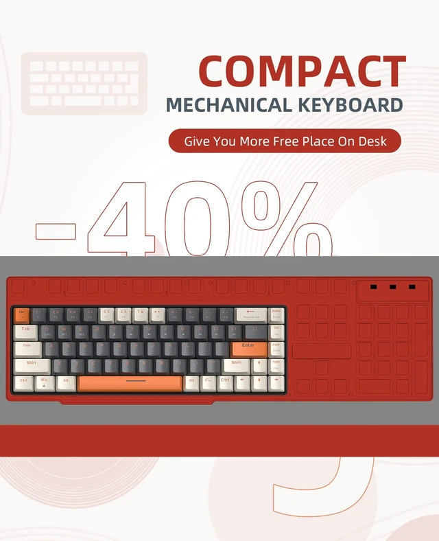 Alt view image 5 of 7 - ZIYOU LANG RK68 60% Wireless Mechanical Keyboard, Bluetooth 5.0/2.4Ghz Dual Mode 2-in-1 USB-C Receiver Mini Mechanical Keyboard, Hot Swappable Red Switch Gaming Keyboard for PC/MAC/Laptops
