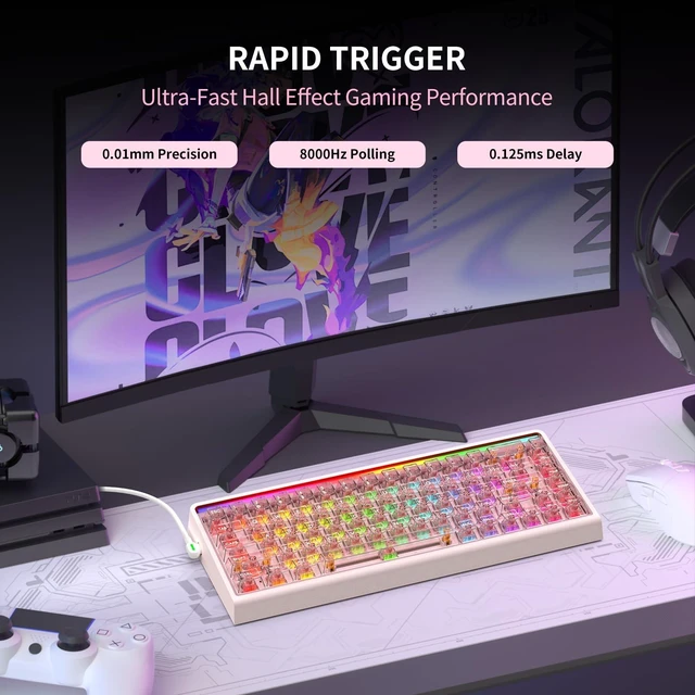 Alt view image 2 of 7 - Hexgears MX68 60% Hall Effect Magnetic Gaming Keyboard | Kailh Lemon Magnetic Switches, 0.01mm Precision, 8000Hz Polling Rate, 0.125ms Delay, Removable Frame, RGB Lightbox