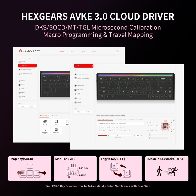 Alt view image 7 of 7 - Hexgears MX68 60% Hall Effect Magnetic Gaming Keyboard | Kailh Lemon Magnetic Switches, 0.01mm Precision, 8000Hz Polling Rate, 0.125ms Delay, Removable Frame, RGB Lightbox